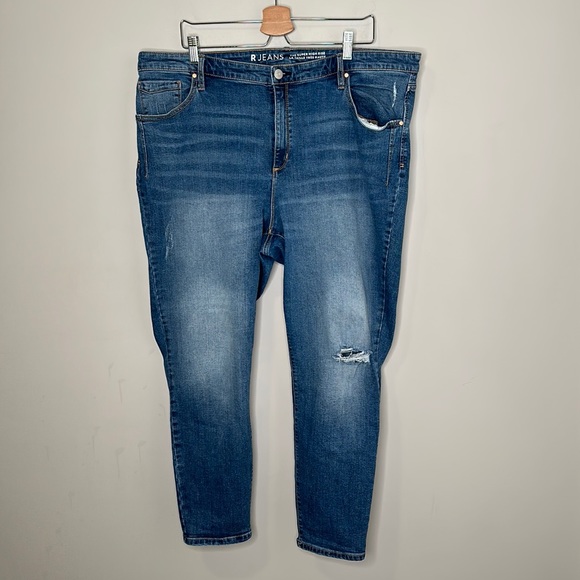 R Jeans Super High Rise Distressed Jeans - Picture 1 of 13
